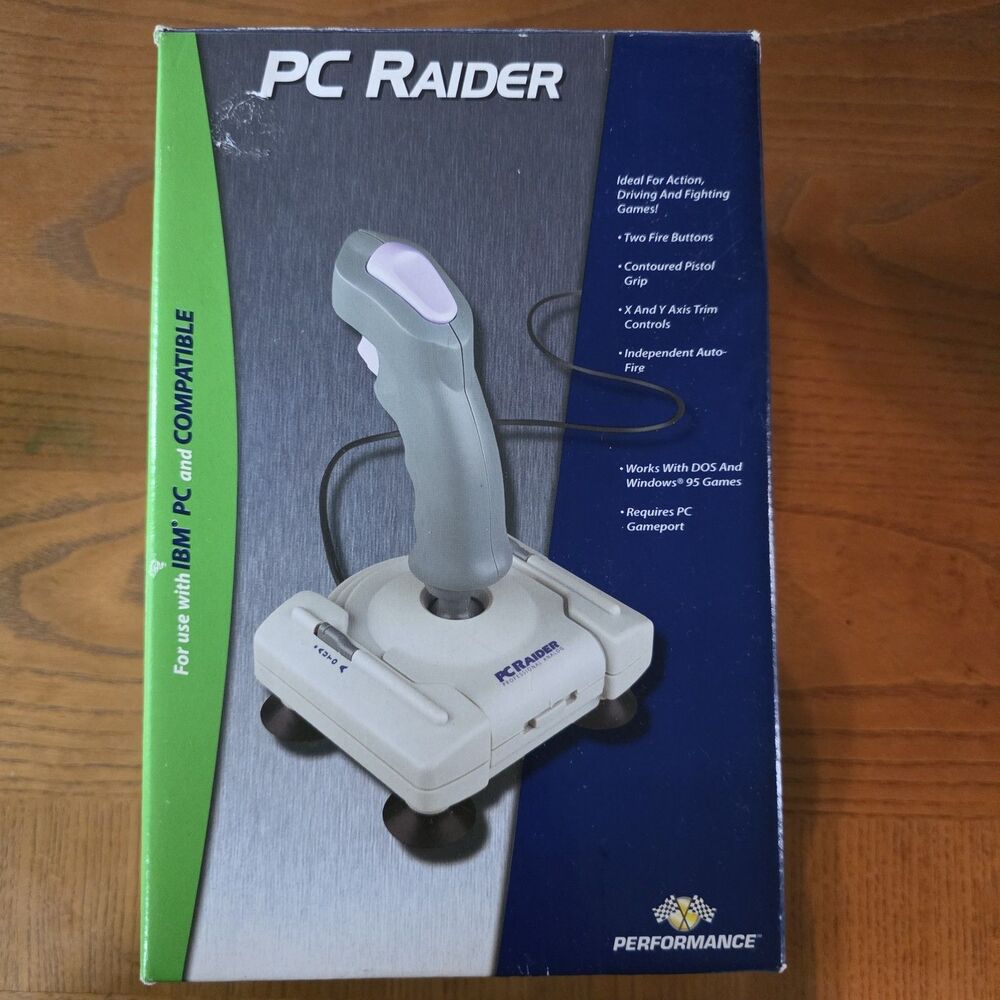 Vintage 1997 NOS Performance PC Raider Joystick Analog Computer Gaming